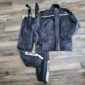 Rhyno Motorcycle Rain Suit Set Black Waterproof Jacket Pants XS